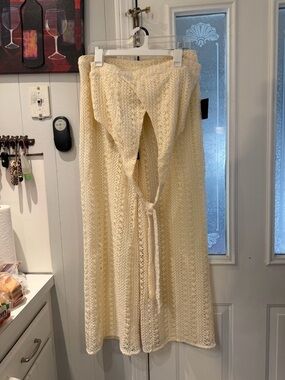 Lulu's Cream Crochet Tie-Front Maxi Skirt